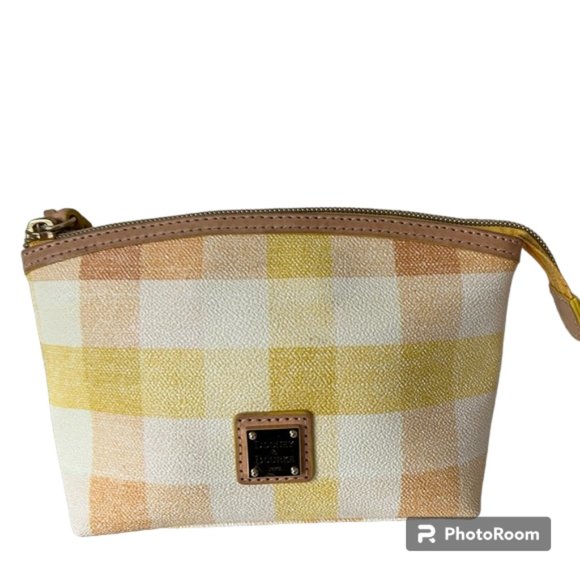 Dooney & Bourke Bags Vintage Dooney Bourke Quadretto Check Cosmetic Case In Yellow Poshmark